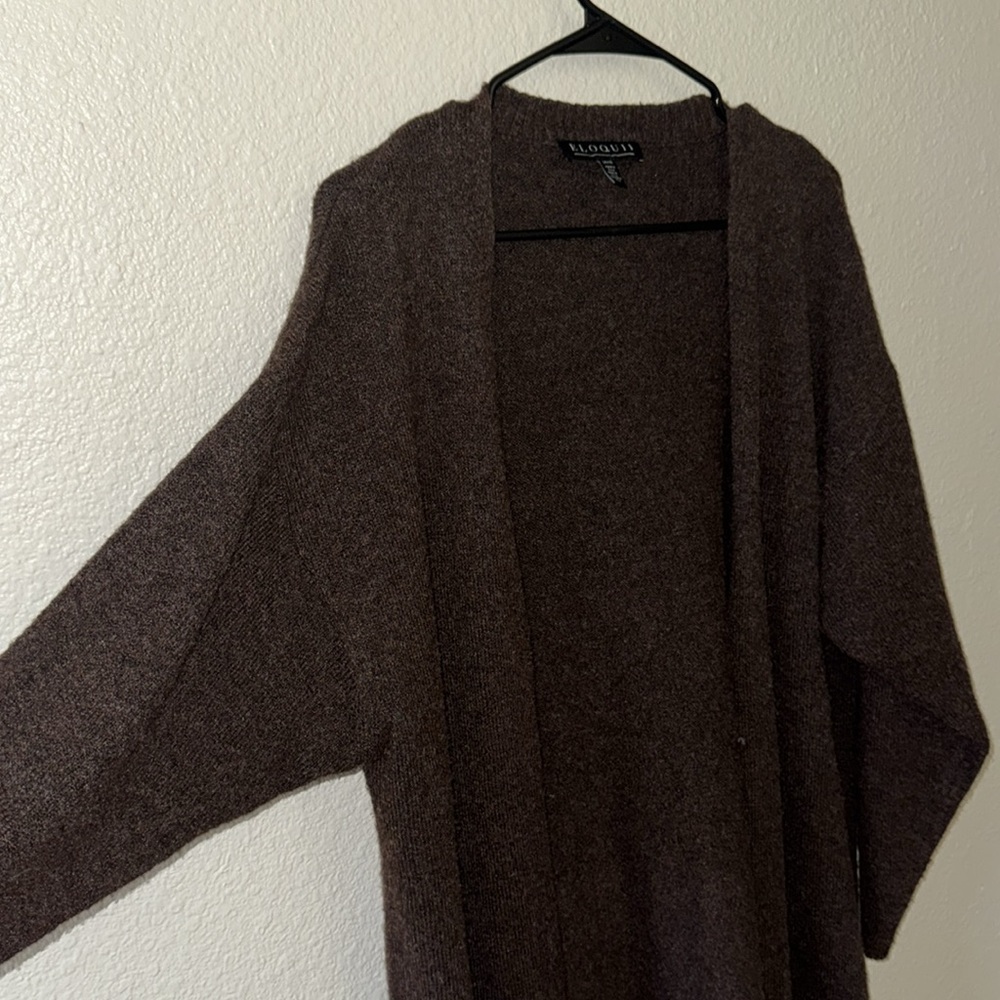 Long Sleeve Long Brown Cardigan